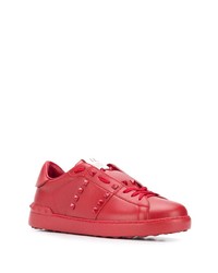 rote beschlagene Leder niedrige Sneakers von Valentino Garavani