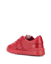 rote beschlagene Leder niedrige Sneakers von Valentino Garavani