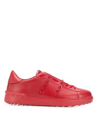 rote beschlagene Leder niedrige Sneakers von Valentino Garavani