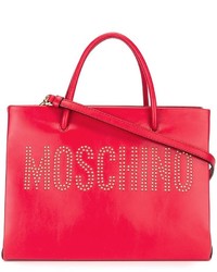 rote beschlagene Shopper Tasche aus Leder von Moschino