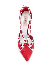 rote beschlagene Wildleder Pumps von Valentino