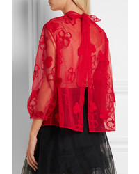 rote bestickte Bluse von Simone Rocha