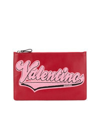 rote bestickte Clutch Handtasche