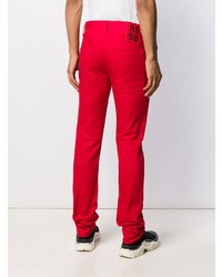 rote bestickte Jeans von Raf Simons