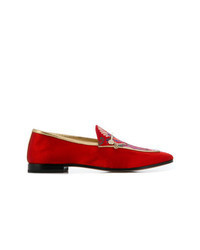 rote bestickte Leder Slipper