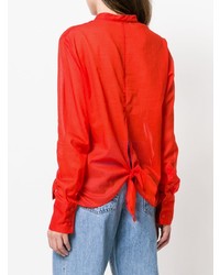 rote Bluse mit Knöpfen von Mauro Grifoni