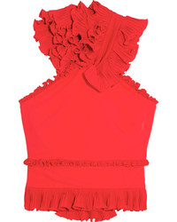 rote Bluse mit Rüschen von Antonio Berardi
