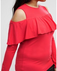 rote Bluse mit Rüschen von Asos