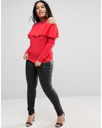 rote Bluse mit Rüschen von Asos