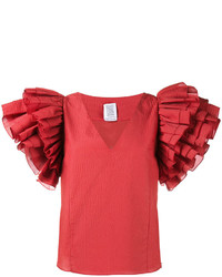 rote Bluse mit Rüschen von Rosie Assoulin