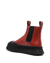 rote Chelsea Boots aus Leder von Jil Sander