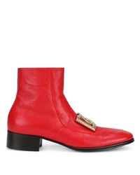 rote Chelsea Boots aus Leder von Dolce & Gabbana