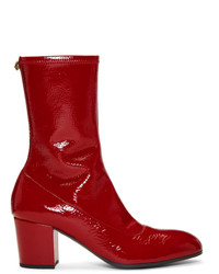 rote Chelsea Boots aus Leder von Gucci