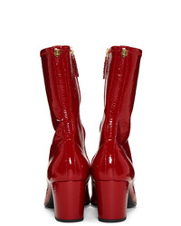 rote Chelsea Boots aus Leder von Gucci