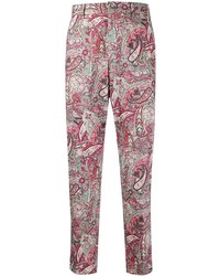 rote Chinohose mit Paisley-Muster