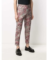 rote Chinohose mit Paisley-Muster von Pt01