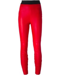 rote enge Hose aus Leder von Dolce & Gabbana