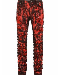 rote enge Jeans mit Destroyed-Effekten von Dolce & Gabbana