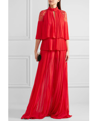 rote Bluse mit Falten von Elie Saab