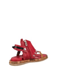 rote flache Sandalen aus Leder von A.S.98