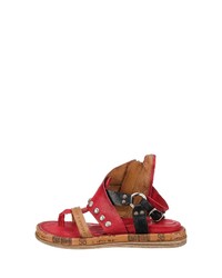 rote flache Sandalen aus Leder von A.S.98