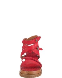 rote flache Sandalen aus Leder von A.S.98