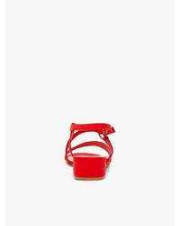 rote flache Sandalen aus Leder von Bianco