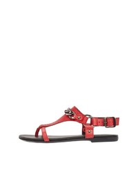 rote flache Sandalen aus Leder von Bianco