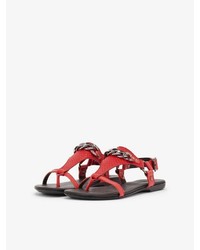 rote flache Sandalen aus Leder von Bianco