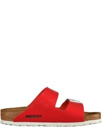 rote flache Sandalen aus Leder von Birkenstock