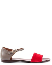 rote flache Sandalen aus Leder von Chie Mihara