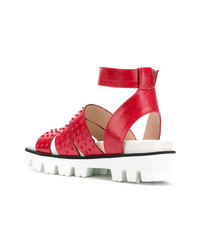 rote flache Sandalen aus Leder von RED Valentino