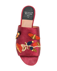 rote flache Sandalen aus Leder von Laurence Dacade