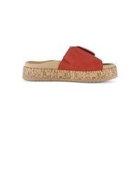 rote flache Sandalen aus Leder von Gabor