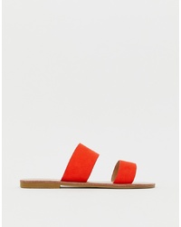 rote flache Sandalen aus Leder von Glamorous