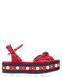rote flache Sandalen aus Leder von Gucci