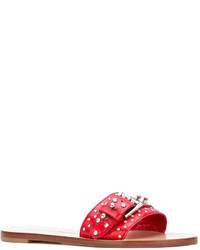 rote flache Sandalen aus Leder von Alexander McQueen