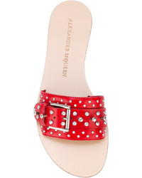 rote flache Sandalen aus Leder von Alexander McQueen
