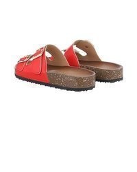 rote flache Sandalen aus Leder von Ital-Design