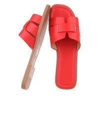 rote flache Sandalen aus Leder von Ital-Design