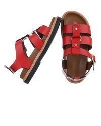 rote flache Sandalen aus Leder von Ital-Design