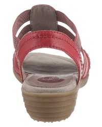 rote flache Sandalen aus Leder von Jana