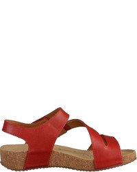 rote flache Sandalen aus Leder von Josef Seibel