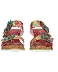 rote flache Sandalen aus Leder von Laura Vita