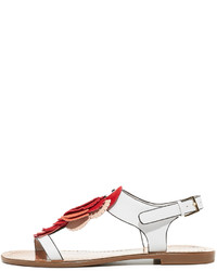 rote flache Sandalen aus Leder von Kate Spade