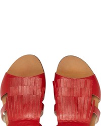 rote flache Sandalen aus Leder von PoiLei