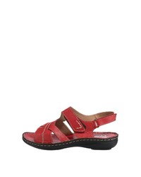 rote flache Sandalen aus Leder von Rieker