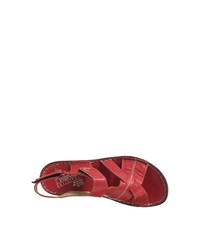 rote flache Sandalen aus Leder von Rieker