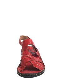 rote flache Sandalen aus Leder von Rieker