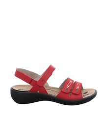 rote flache Sandalen aus Leder von Romika